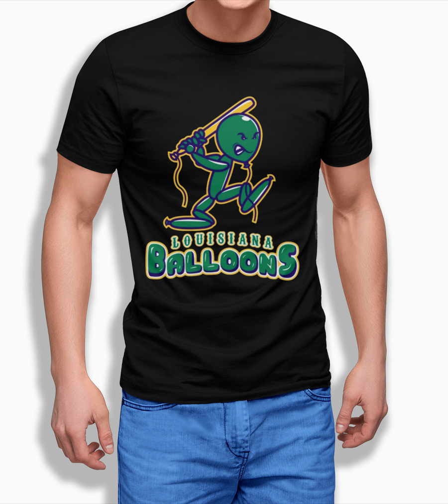 Louisiana Balloons Baseball Mascot Character T-Shirt