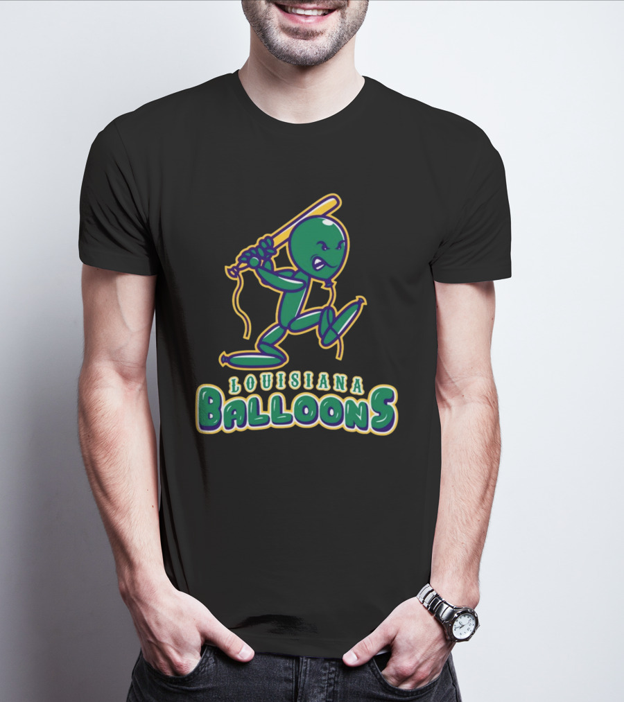 Louisiana Balloons Baseball Mascot Character T-Shirt