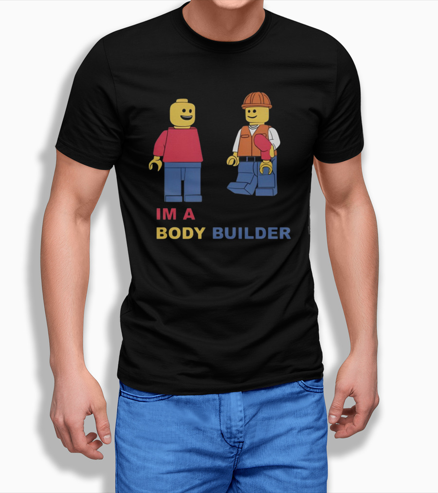 Lucca International I'm A Body Builder Lego Minifigures Construction Worker And Red-Shirted Figure T-Shirt