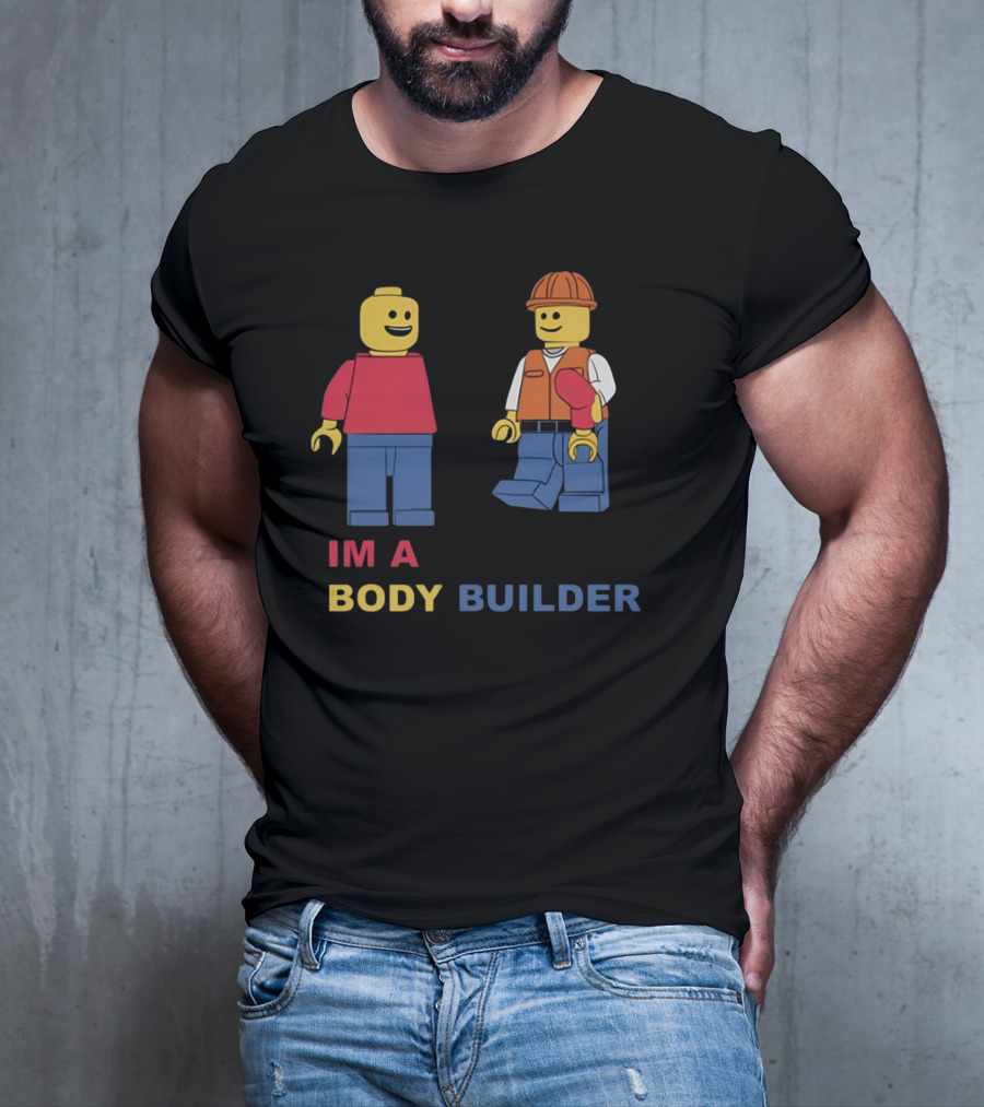 Lucca International I'm A Body Builder Lego Minifigures Construction Worker And Red-Shirted Figure T-Shirt