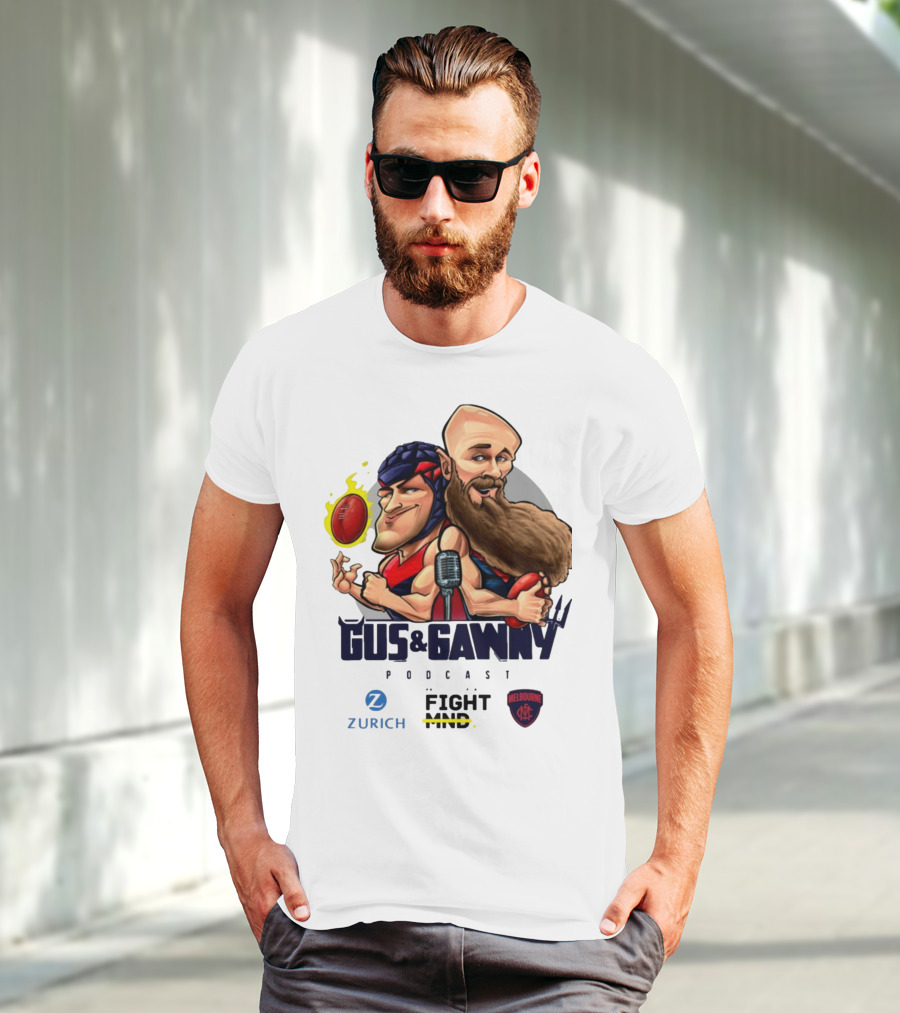 Melbourne Demons Gus And Gawny Podcast Zurich Fight MND AFL Caricature T-Shirt
