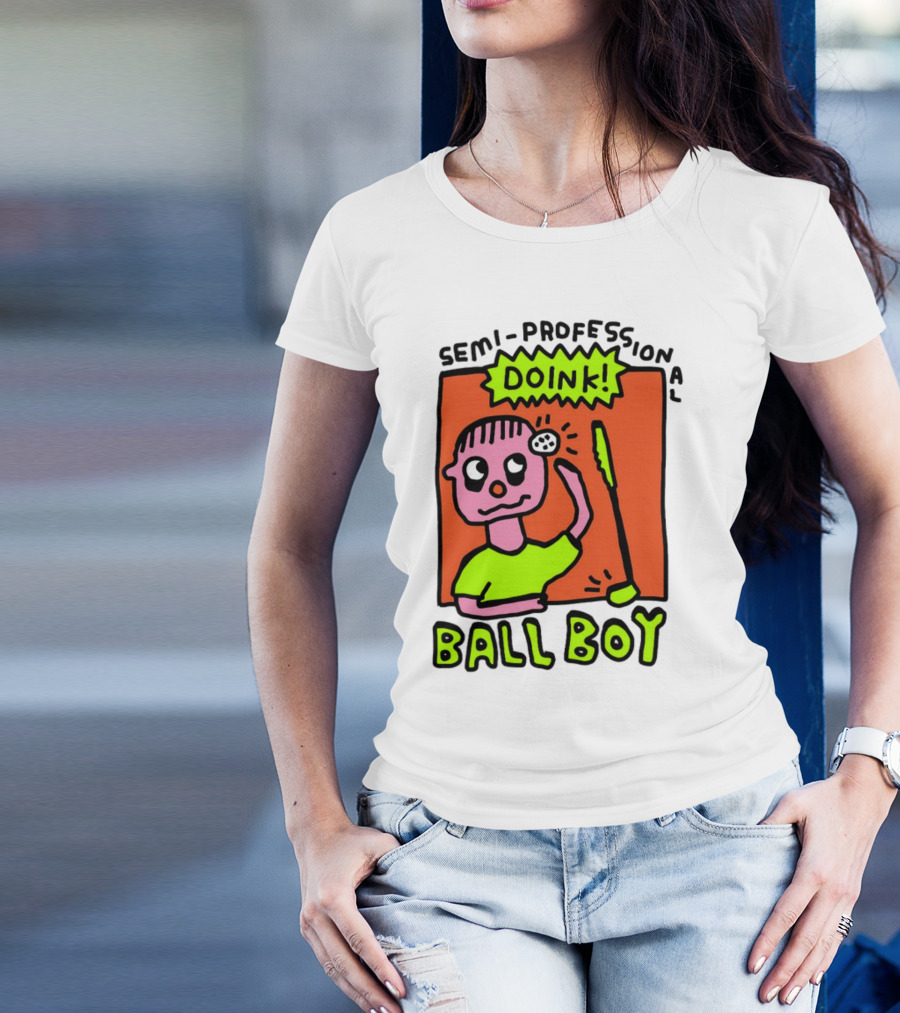 Semi-Professional Doink Ball Boy Comic Character With Club And Speech Bubble T-Shirt