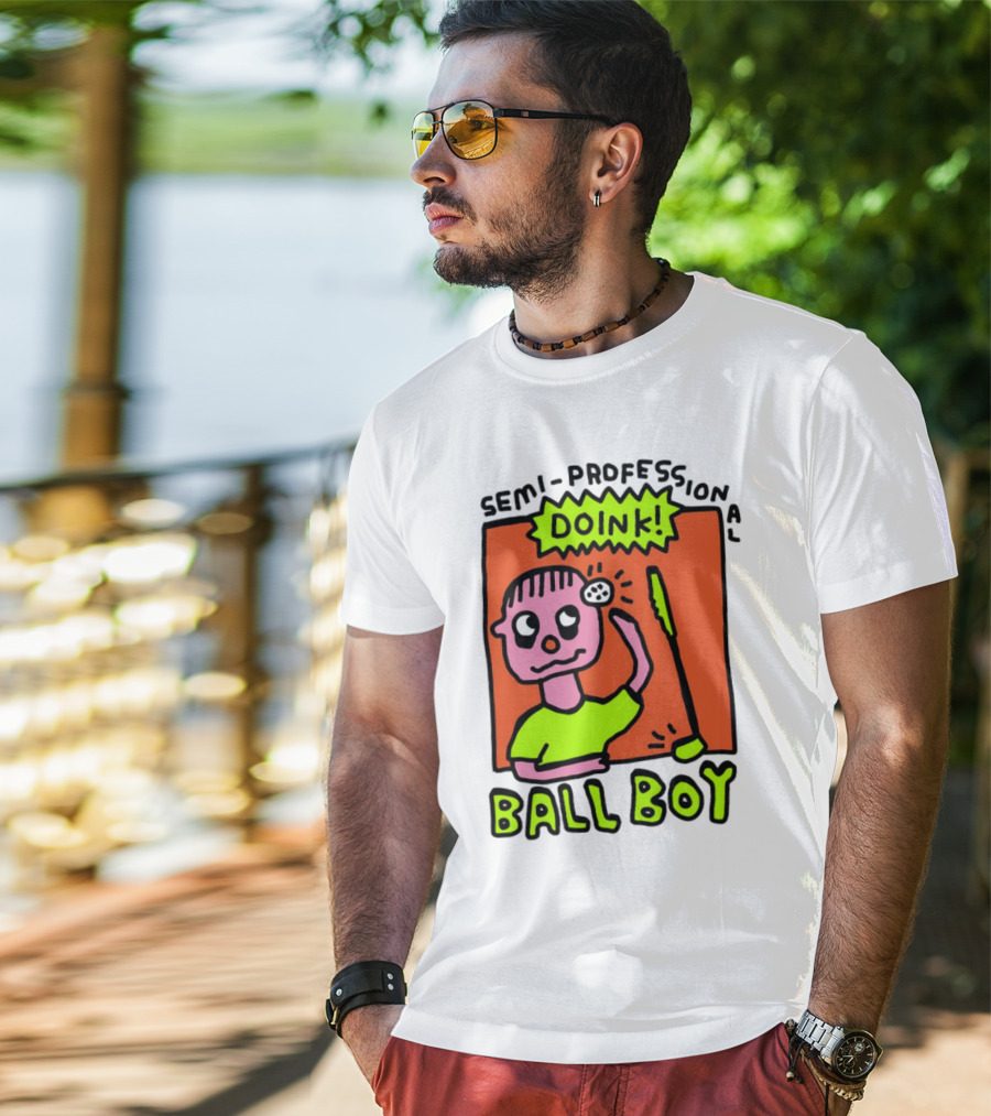Semi-Professional Doink Ball Boy Comic Character With Club And Speech Bubble T-Shirt