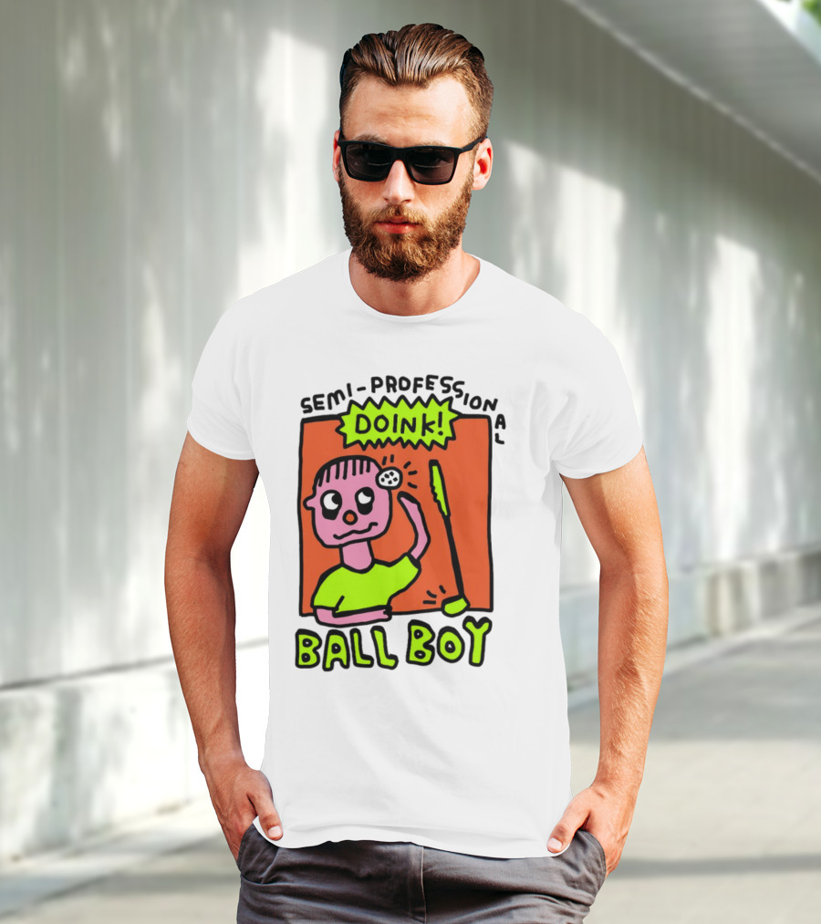 Semi-Professional Doink Ball Boy Comic Character With Club And Speech Bubble T-Shirt