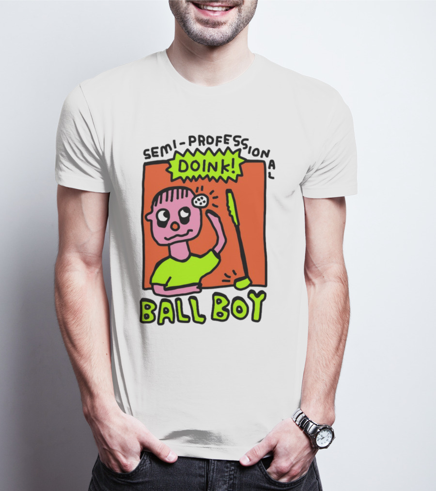 Semi-Professional Doink Ball Boy Comic Character With Club And Speech Bubble T-Shirt