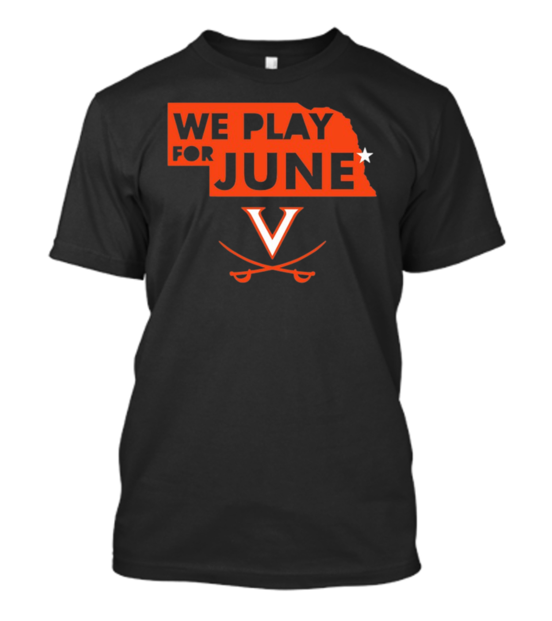 We Play For June Virginia Cavaliers V Logo Nebraska T-Shirt