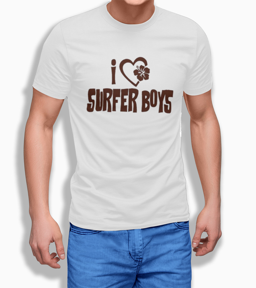 I Love Surfer Boys Flower Heart T-Shirt