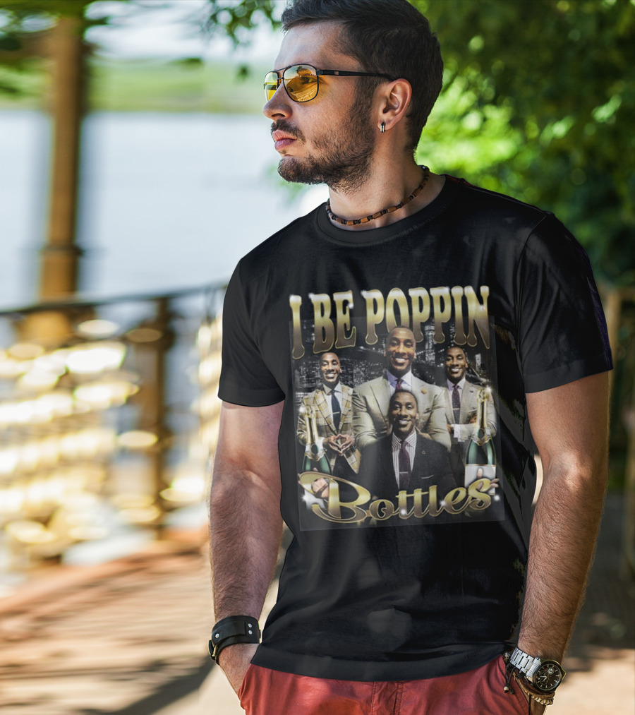 I Be Poppin Bottles Memeabletees Multiple Suited Figures With Champagne T-Shirt