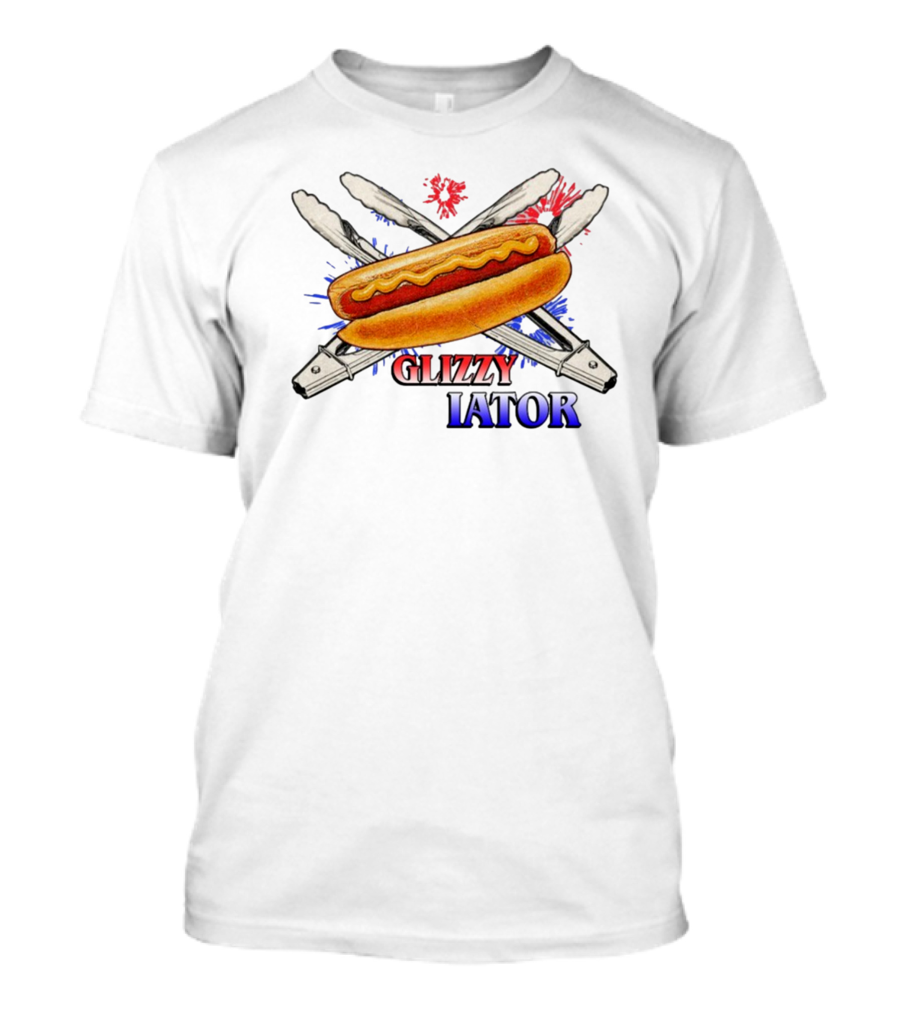 Middleclassfancy Usa Glizzy Gladiator Hot Dog Tongs American Colors T-Shirt
