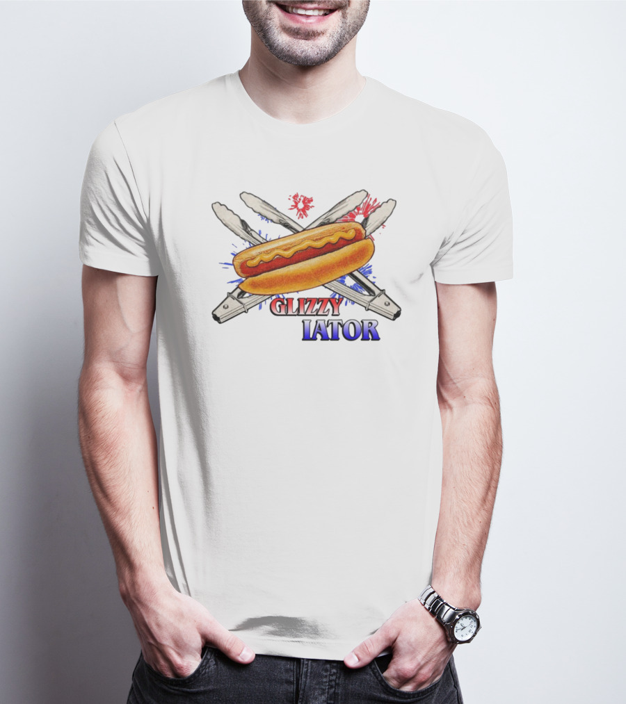 Middleclassfancy Usa Glizzy Gladiator Hot Dog Tongs American Colors T-Shirt