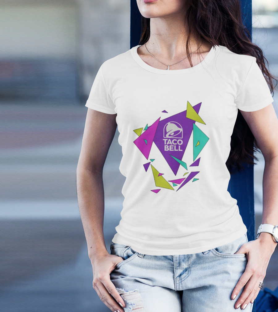 Taco Bell Logo Neon Geometric Shapes T-Shirt
