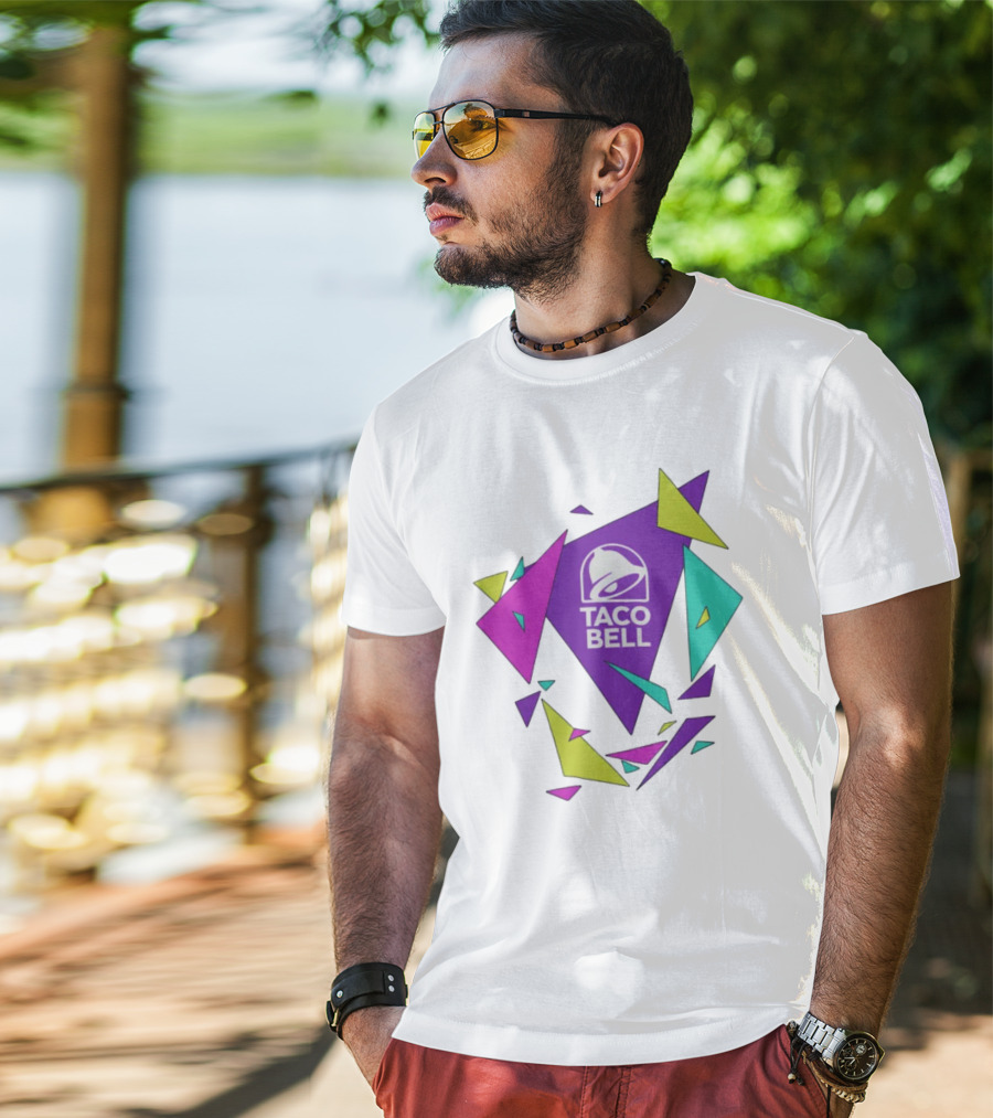 Taco Bell Logo Neon Geometric Shapes T-Shirt