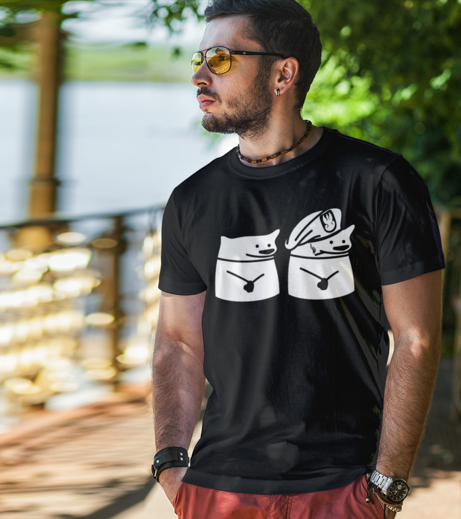 Nafo Ofan Fella Meme Character Pair In Officer Hat T-Shirt