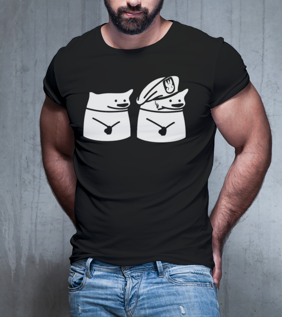 Nafo Ofan Fella Meme Character Pair In Officer Hat T-Shirt