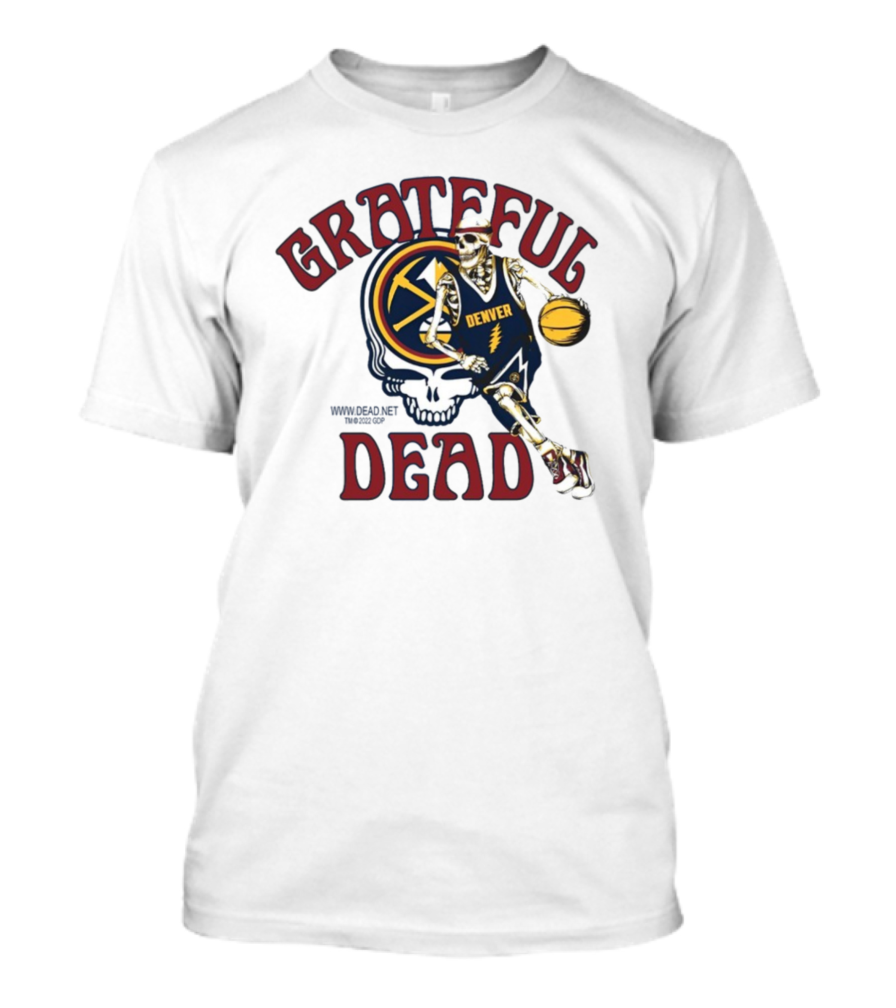 Grateful Dead Denver Nuggets Skull Skeleton Basketball Player T-Shirt