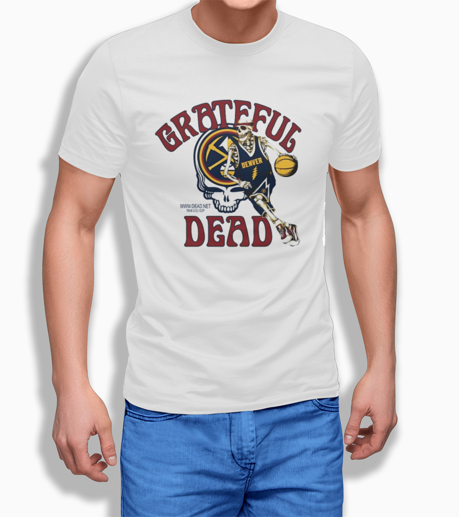 Grateful Dead Denver Nuggets Skull Skeleton Basketball Player T-Shirt