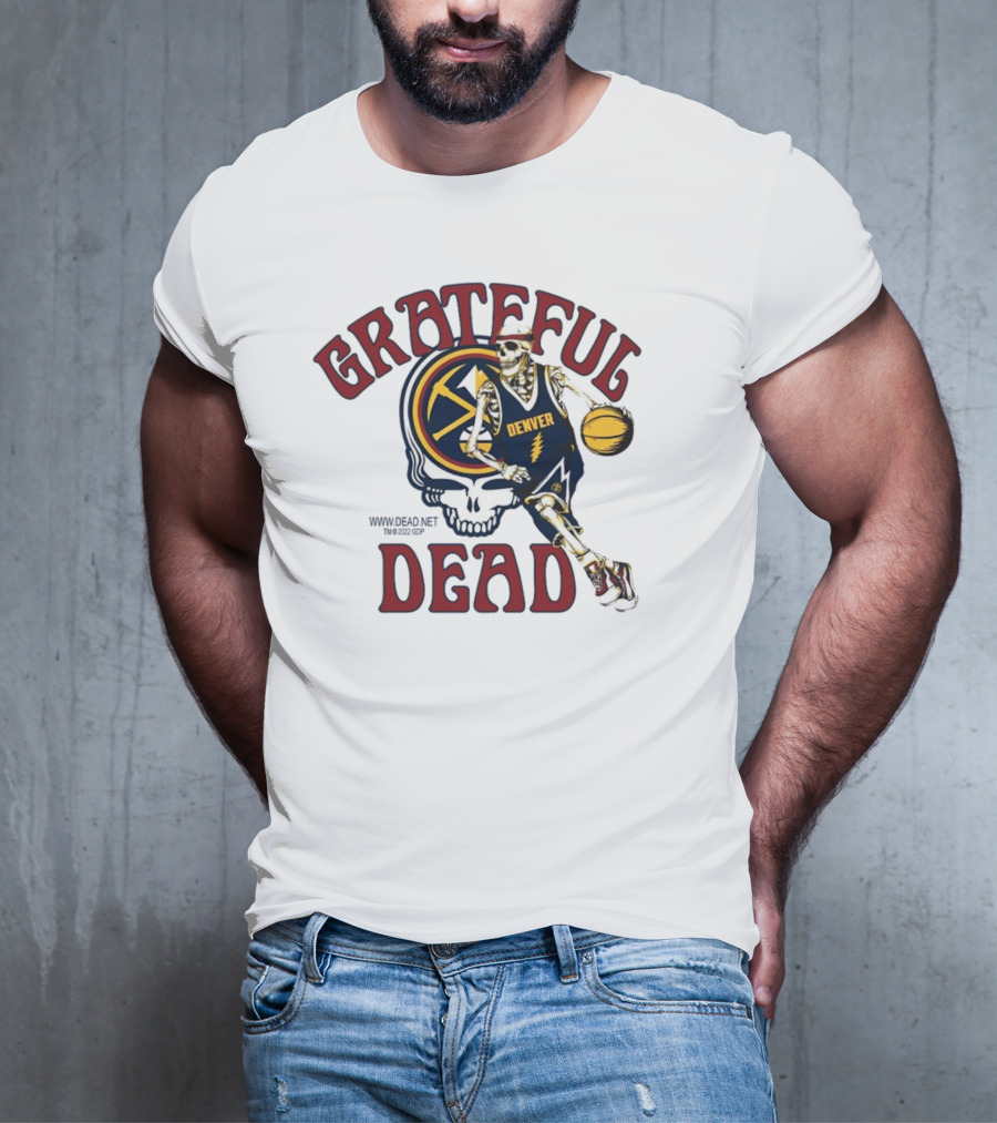 Grateful Dead Denver Nuggets Skull Skeleton Basketball Player T-Shirt