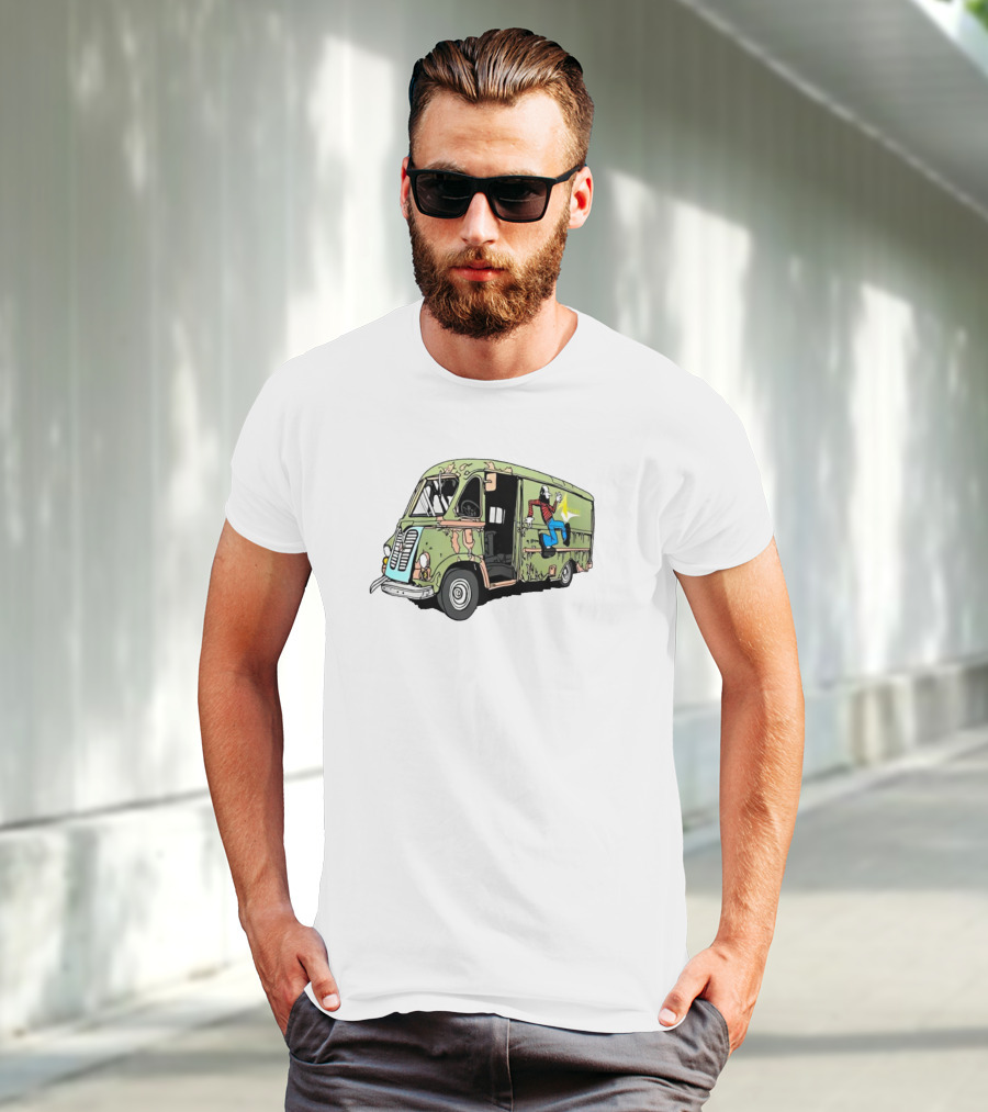 Aerosmith Band Van Camouflage Cartoon Running Starburst Concert T-Shirt