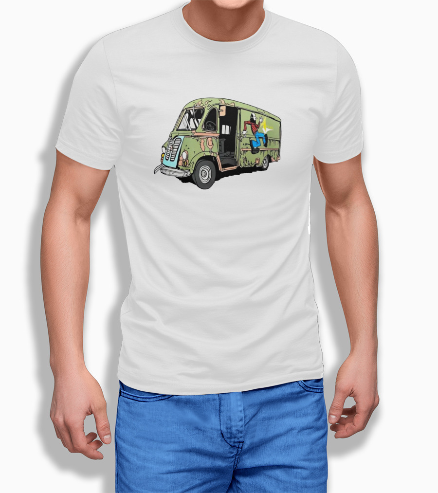 Aerosmith Band Van Camouflage Cartoon Running Starburst Concert T-Shirt