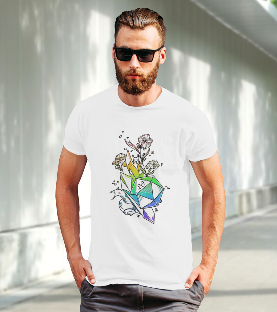 Ritual Cast Pride D20 Natural 20 Crystal Floral Fantasy T-Shirt