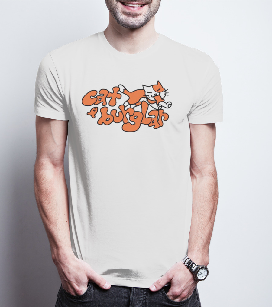 Cat Burglar Playful Cartoon Cat With Fish Bone T-Shirt
