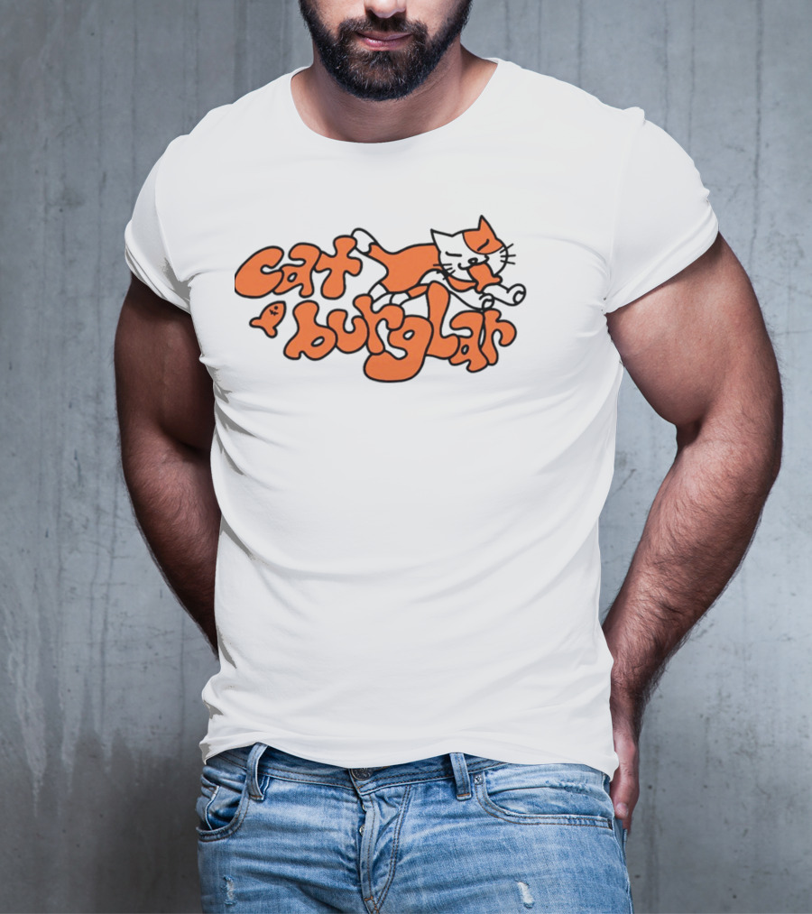 Cat Burglar Playful Cartoon Cat With Fish Bone T-Shirt