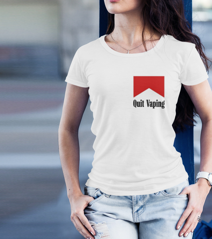 Quit Vaping Be A Man Red Triangle Message T-Shirt