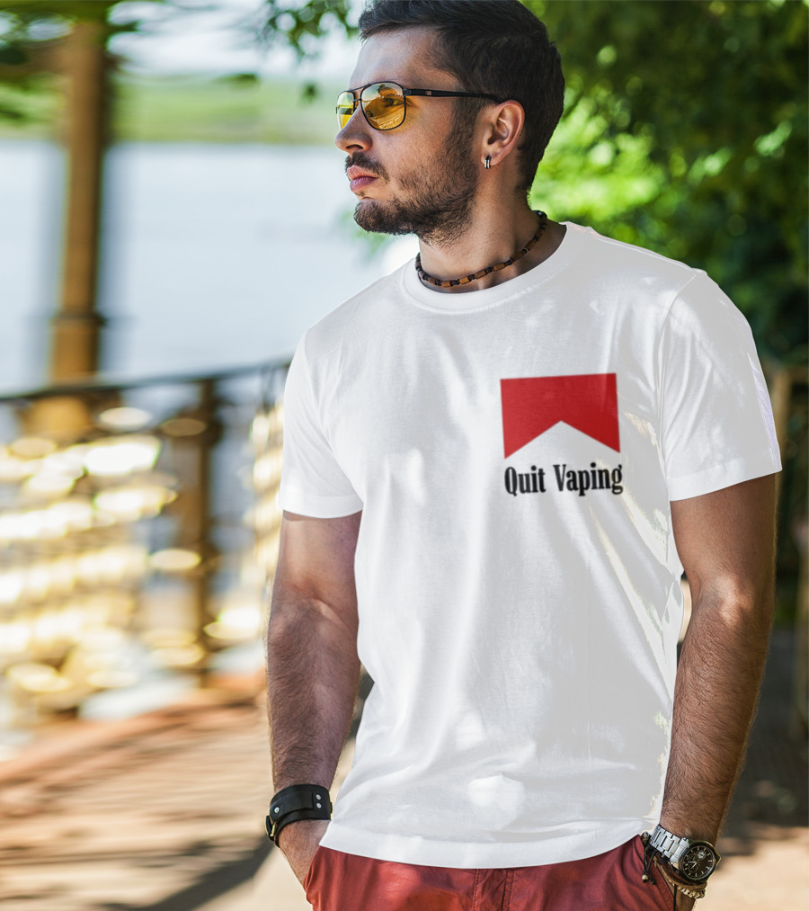 Quit Vaping Be A Man Red Triangle Message T-Shirt