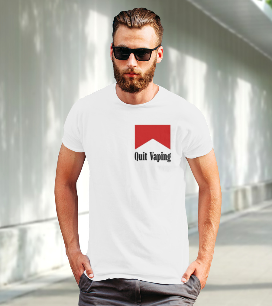 Quit Vaping Be A Man Red Triangle Message T-Shirt