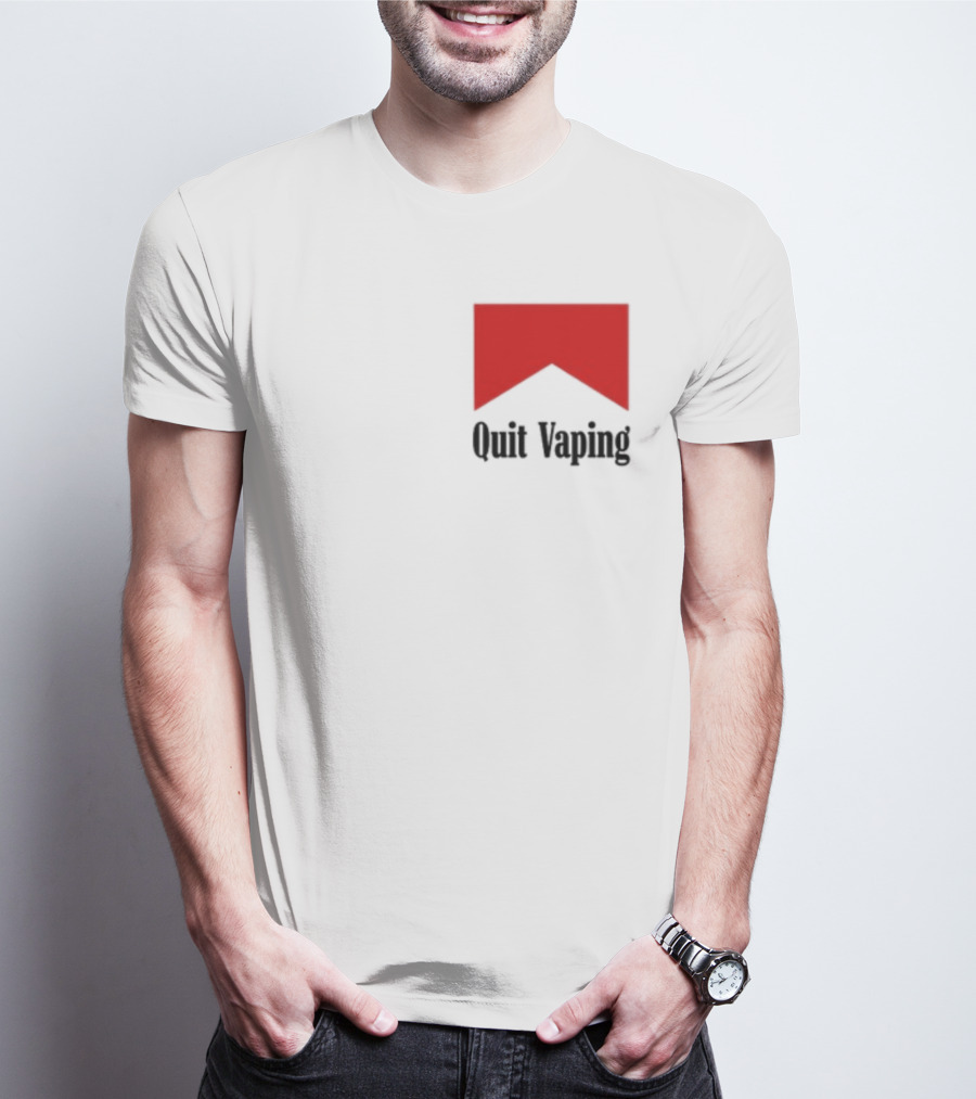Quit Vaping Be A Man Red Triangle Message T-Shirt