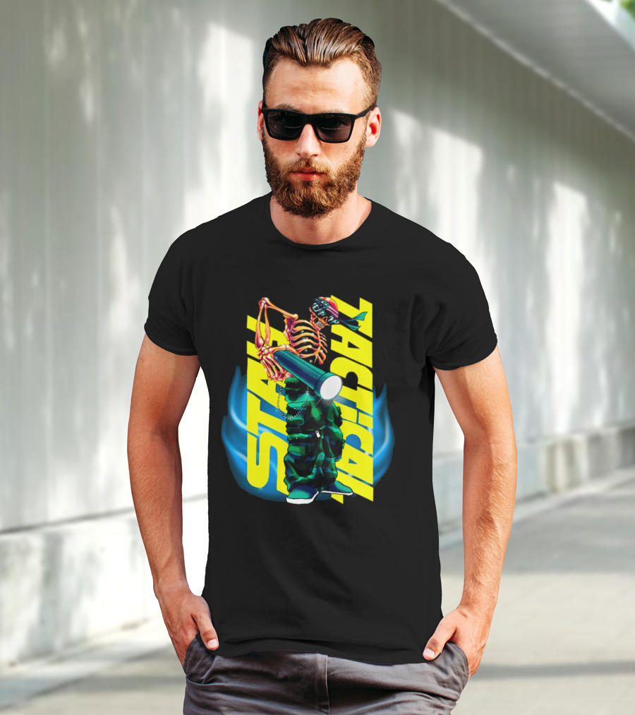 Stay Tactical Neon Skeleton Graffiti T-Shirt