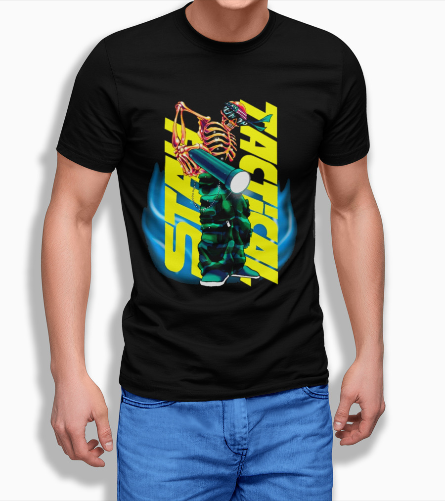 Stay Tactical Neon Skeleton Graffiti T-Shirt