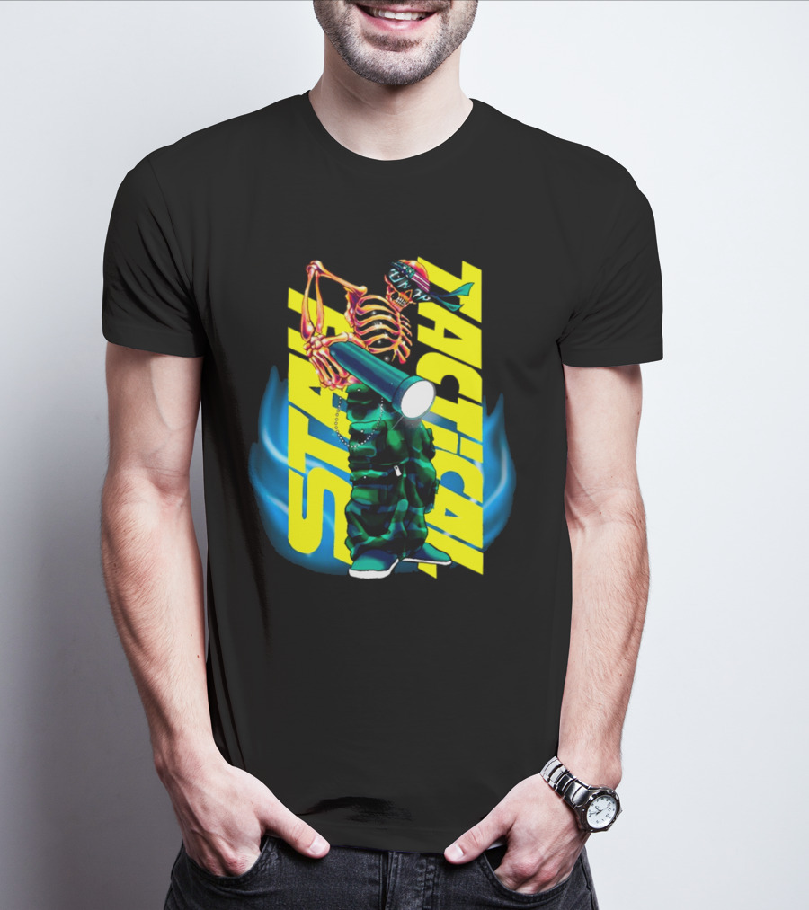 Stay Tactical Neon Skeleton Graffiti T-Shirt