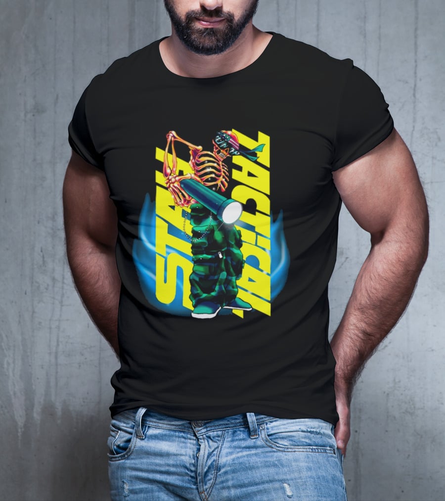 Stay Tactical Neon Skeleton Graffiti T-Shirt