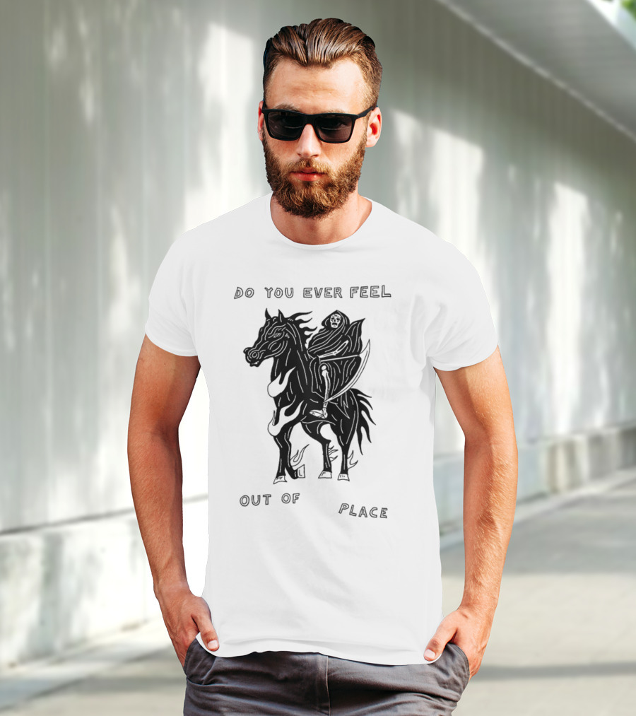 Heavyslime Do You Ever Feel Out Of Place Grim Reaper On Horse With Scythe T-Shirt