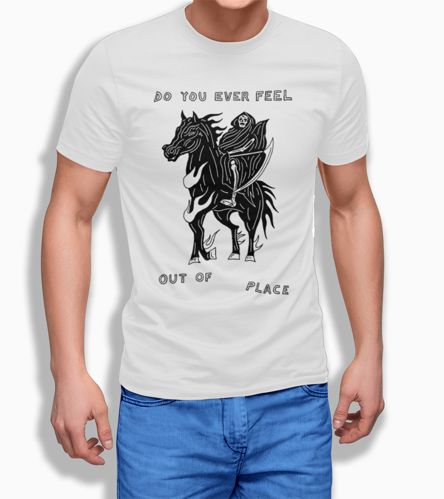 Heavyslime Do You Ever Feel Out Of Place Grim Reaper On Horse With Scythe T-Shirt
