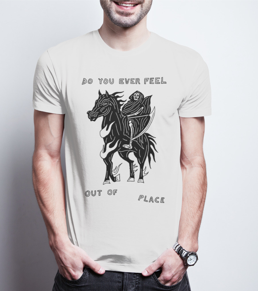 Heavyslime Do You Ever Feel Out Of Place Grim Reaper On Horse With Scythe T-Shirt