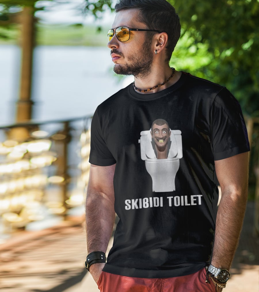 Skibidi Toilet Meme Character Head Emerging From Toilet Bowl T-Shirt