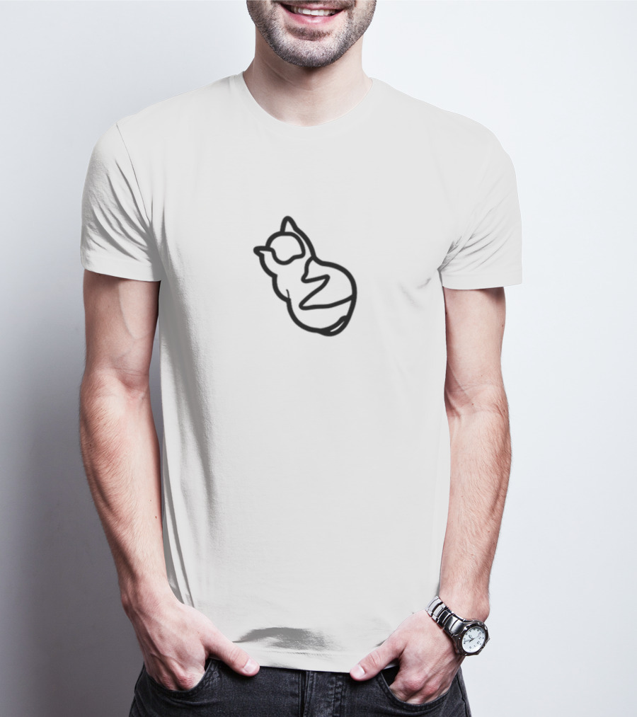 Angy Boi Moody Cat Outline T-Shirt