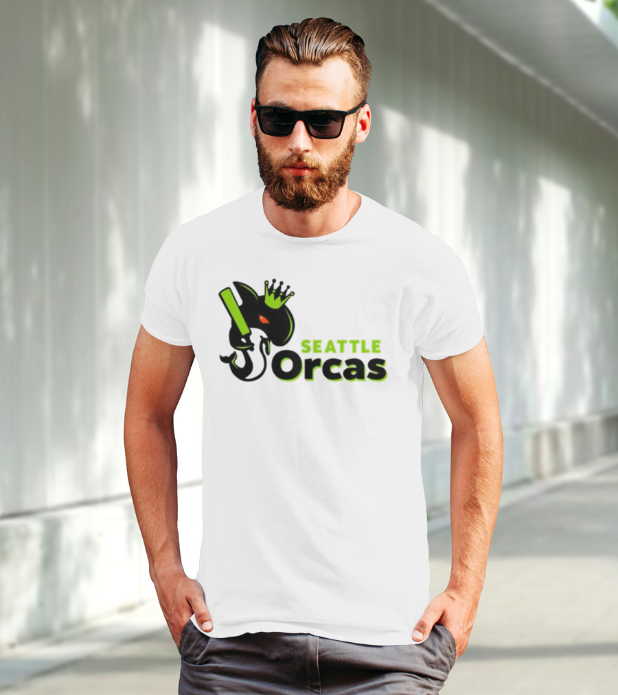 Franklin Leonard Seattle Orcas Crowned Orca With Bat T-Shirt