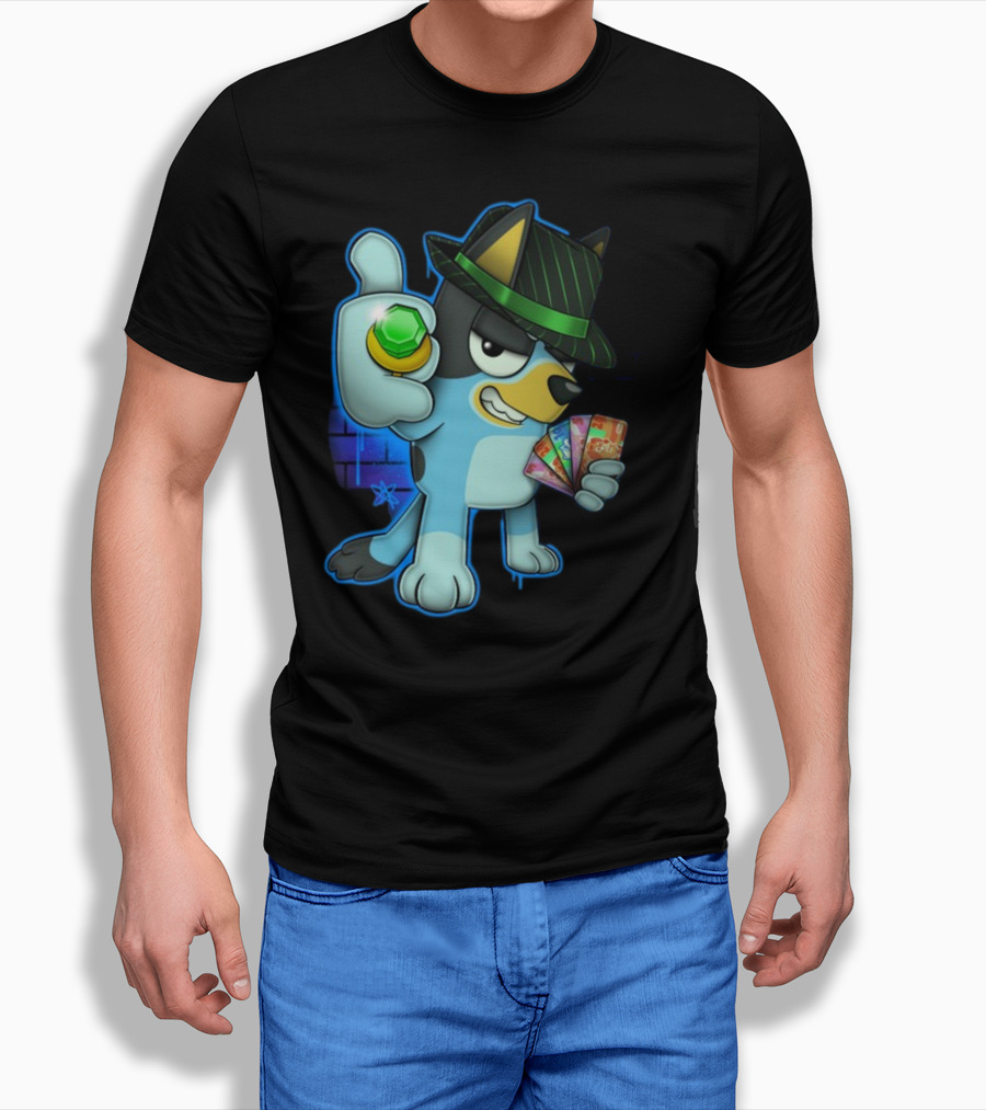 Bluepin Poker Dog With Fedora And Gem در Poker Cards T-Shirt