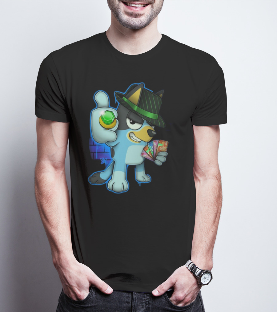 Bluepin Poker Dog With Fedora And Gem در Poker Cards T-Shirt