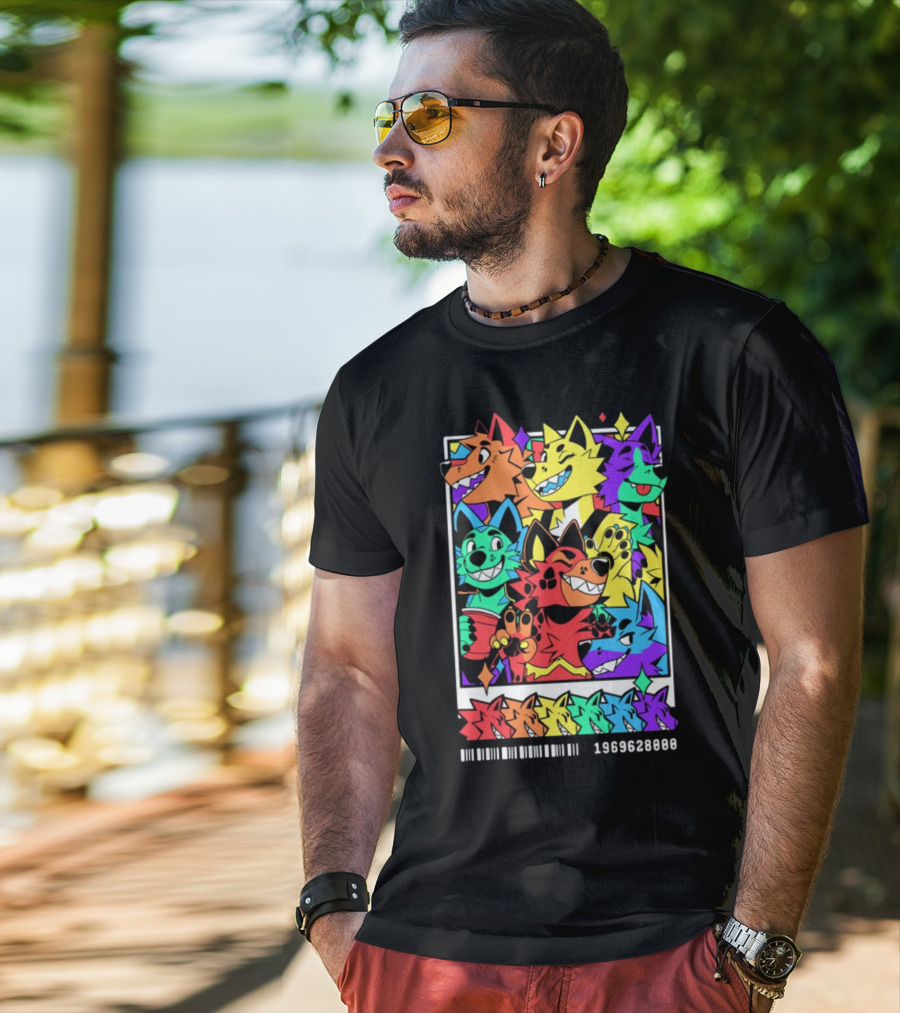 Nomadcomplex Pawlaroid Pride Colorful Wolf Characters Barcode 1969628000 T-Shirt