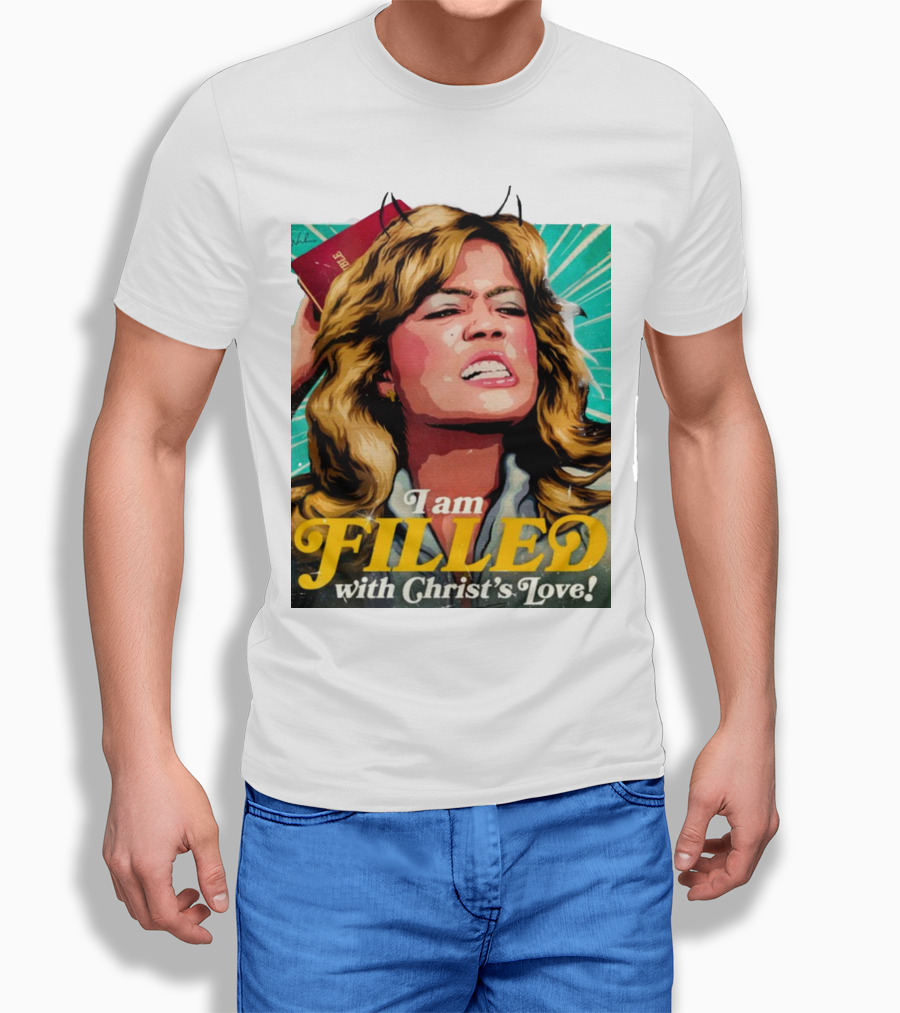 I Am Filled With Christ's Love Vintage Comic Style Woman Holding Bible T-Shirt