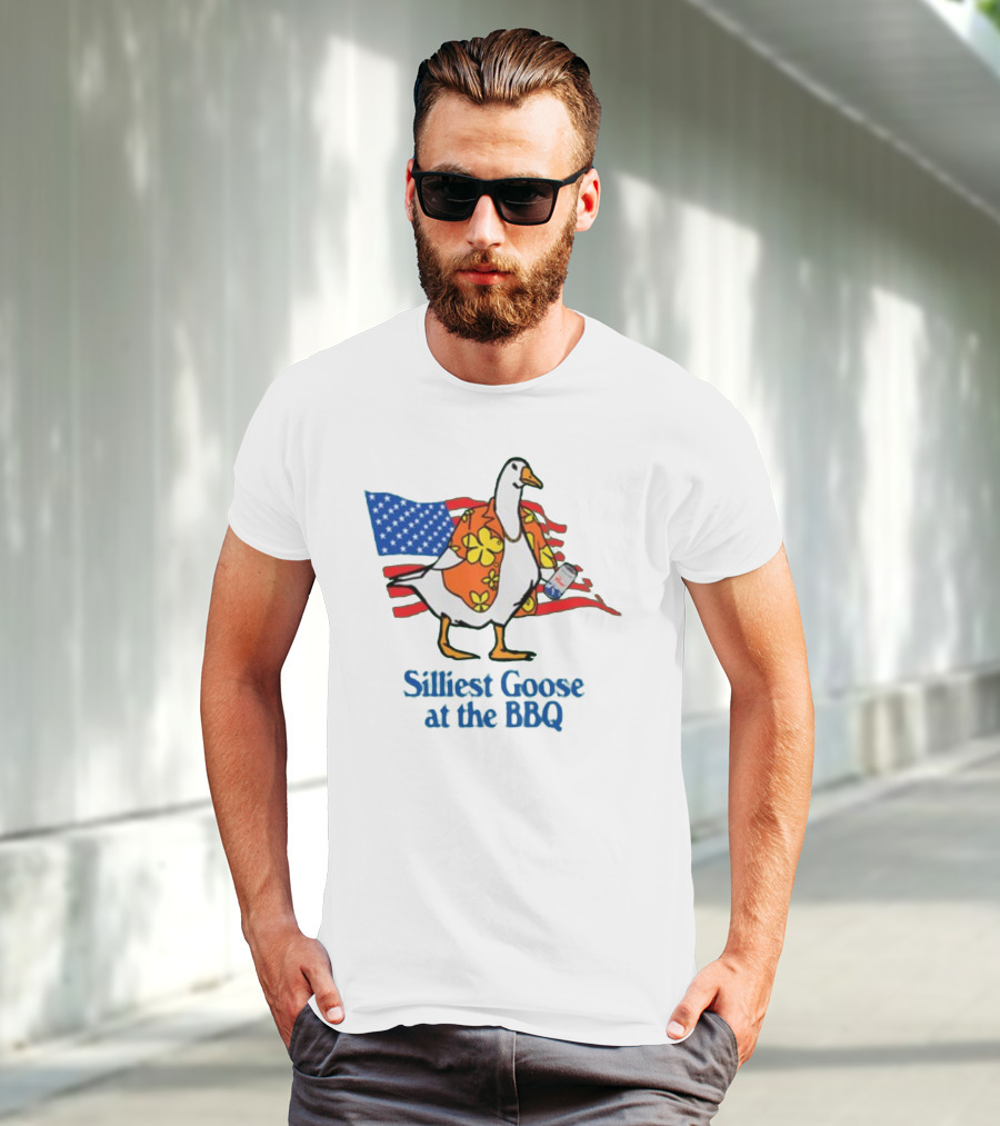 Silliest Goose At The BBQ Patriotic Hawaiian Shirt USA Flag T-Shirt