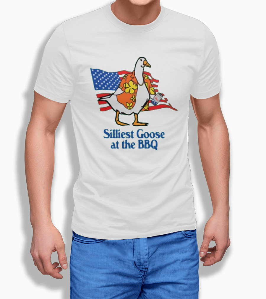 Silliest Goose At The BBQ Patriotic Hawaiian Shirt USA Flag T-Shirt