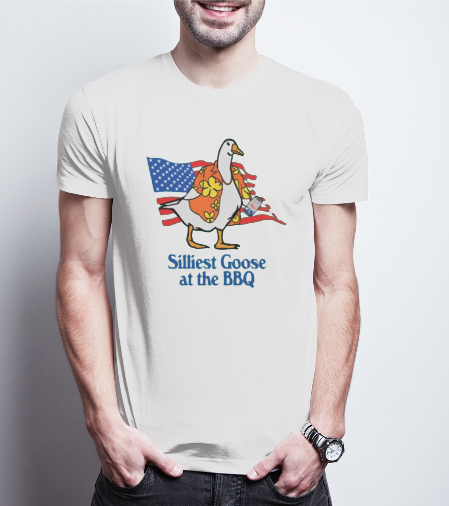 Silliest Goose At The BBQ Patriotic Hawaiian Shirt USA Flag T-Shirt