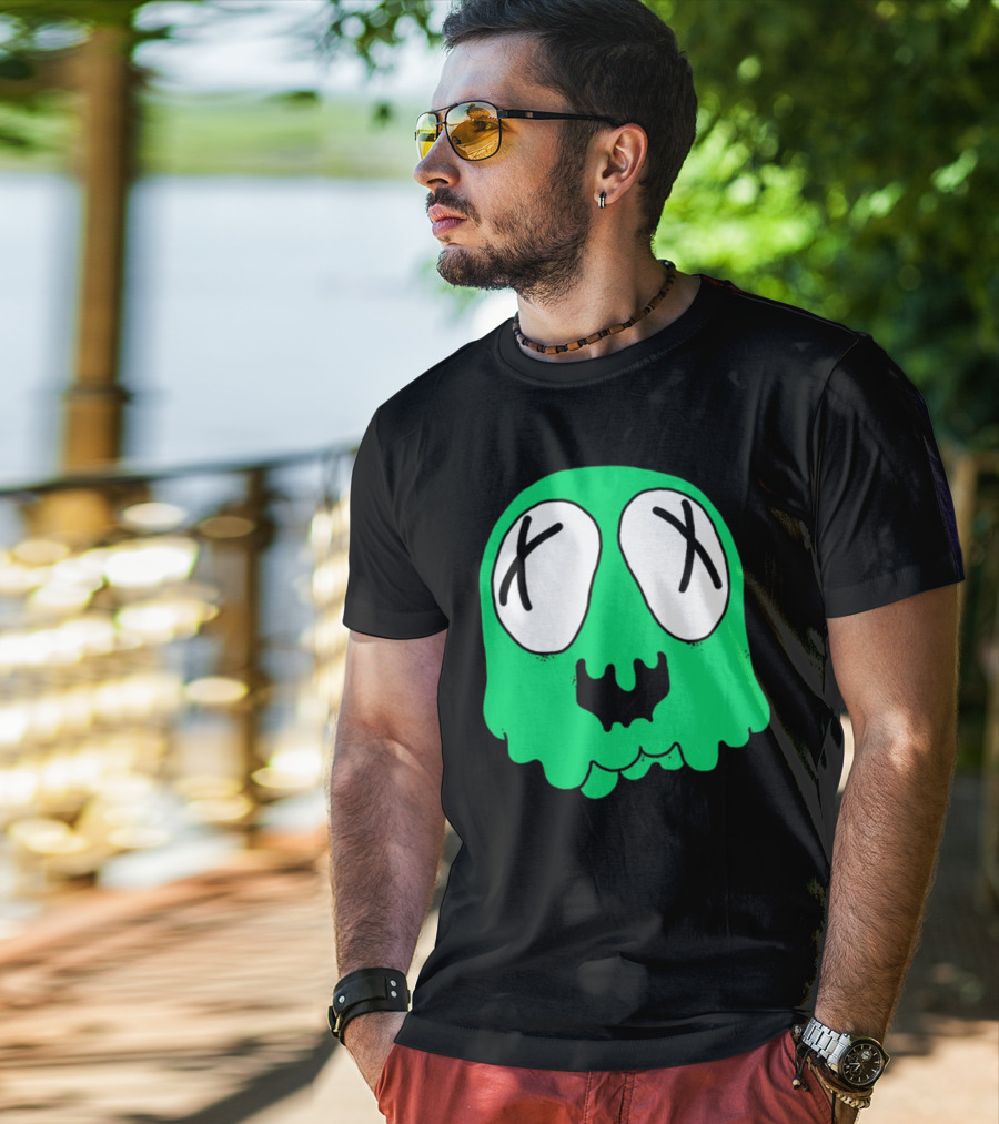 Sludge Life Shop Ghost Green Blob With X Eyes T-Shirt