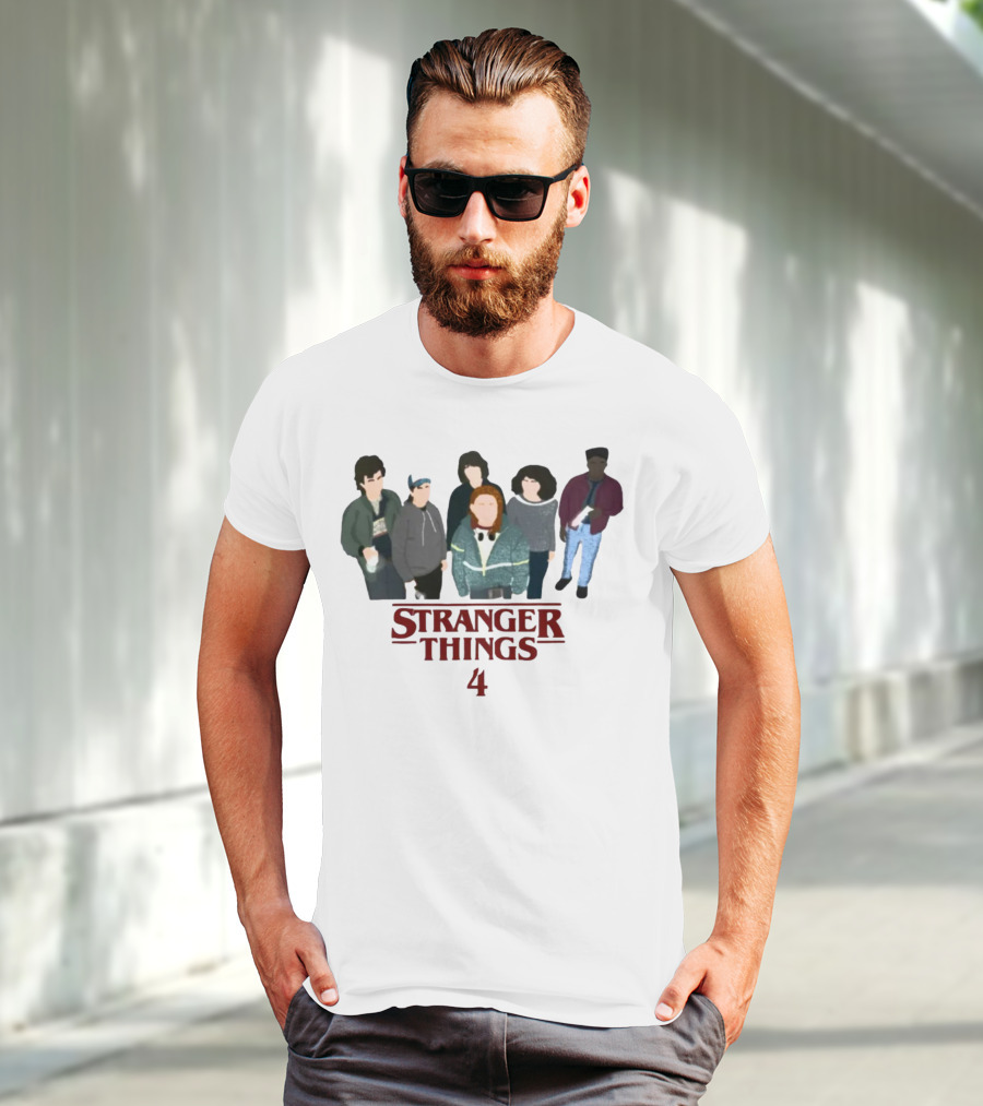 Stranger Things 4 Cast Illustration Steve Harrington Group T-Shirt