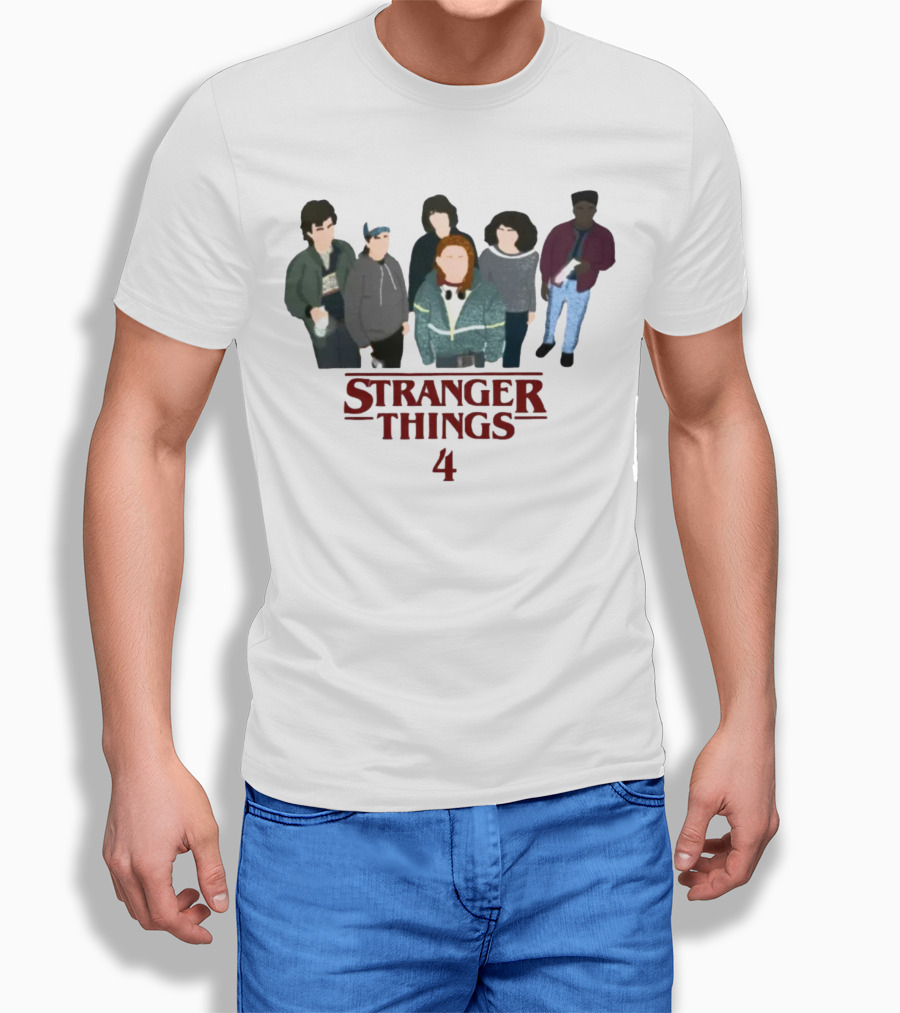 Stranger Things 4 Cast Illustration Steve Harrington Group T-Shirt